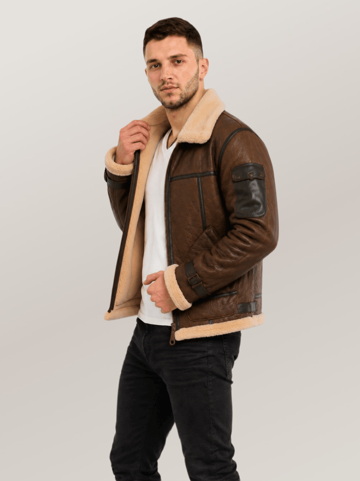Men's Brown Super Fortress Sheepskin Leather Jacket
