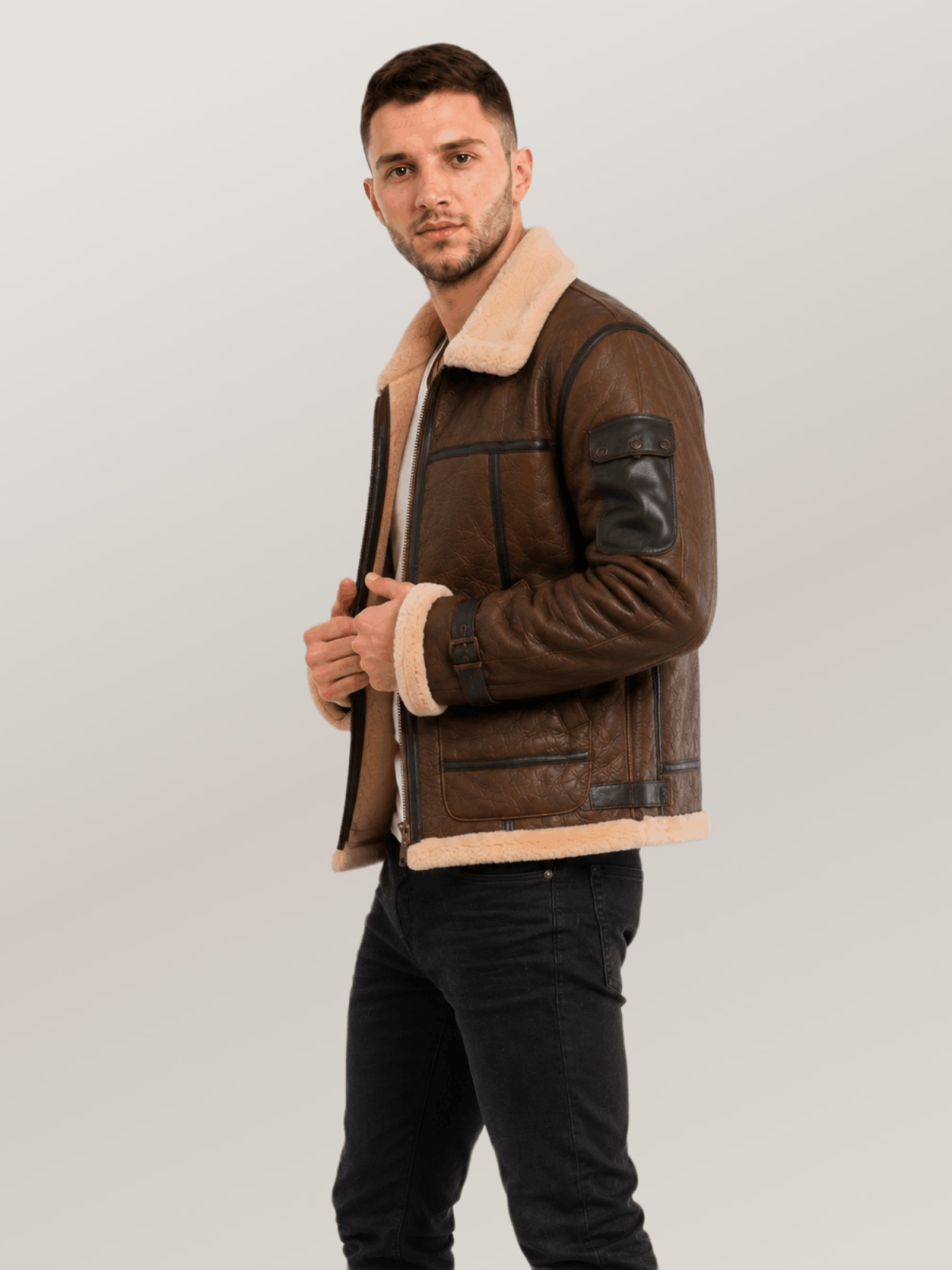Men's Brown Super Fortress Sheepskin Leather Jacket