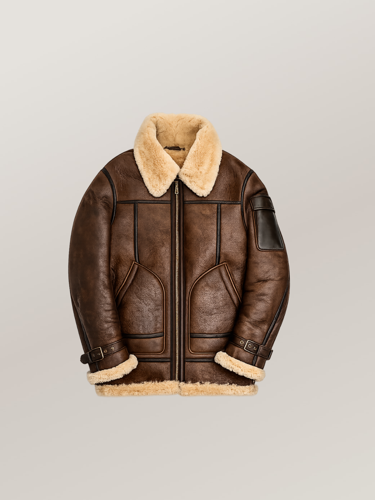Men's Brown Super Fortress Sheepskin Leather Jacket