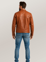Men's Whiskey Brown Thompson Leather Moto Jacket