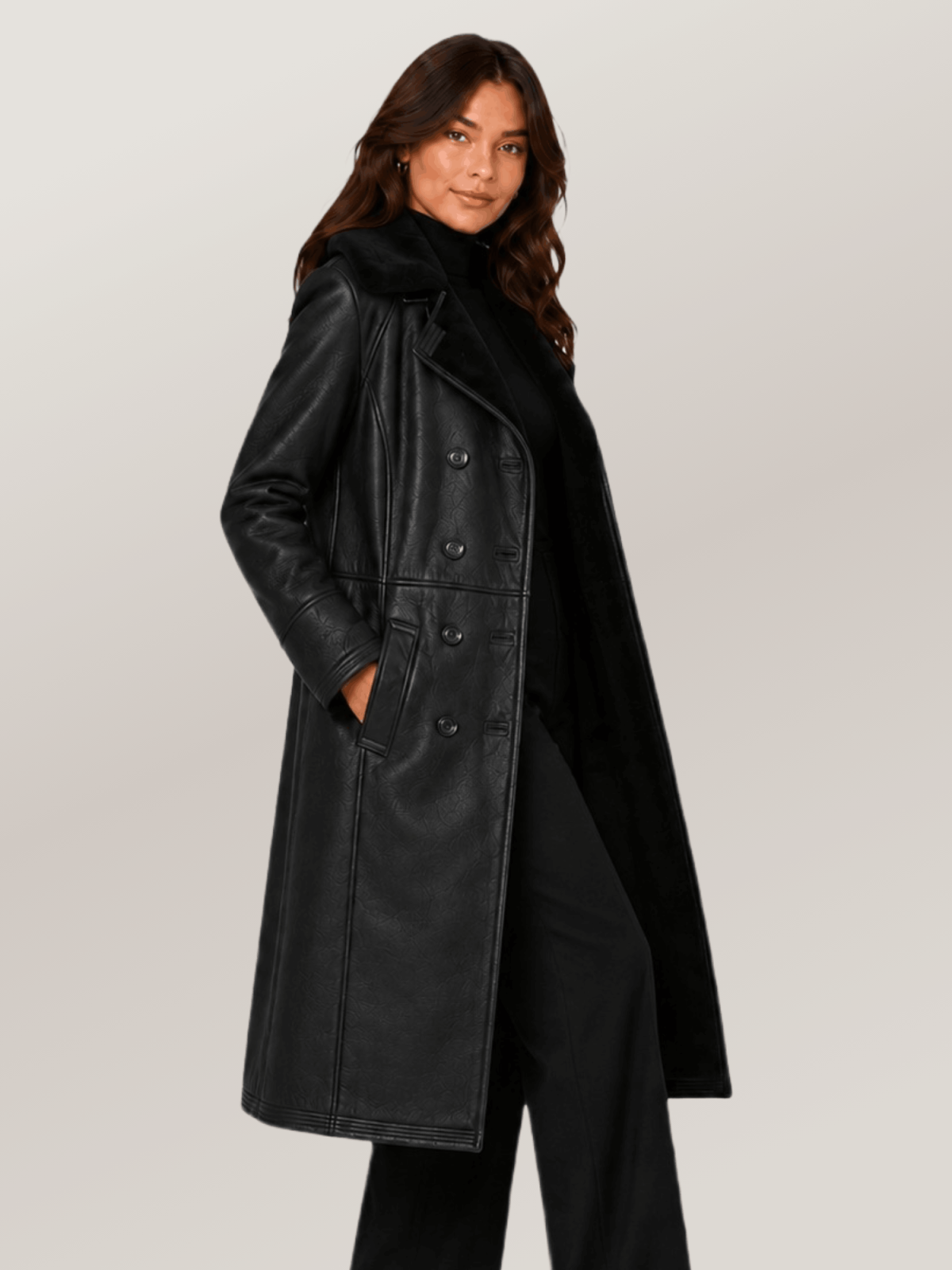 Women's Woodland Sheepskin Trench Coat