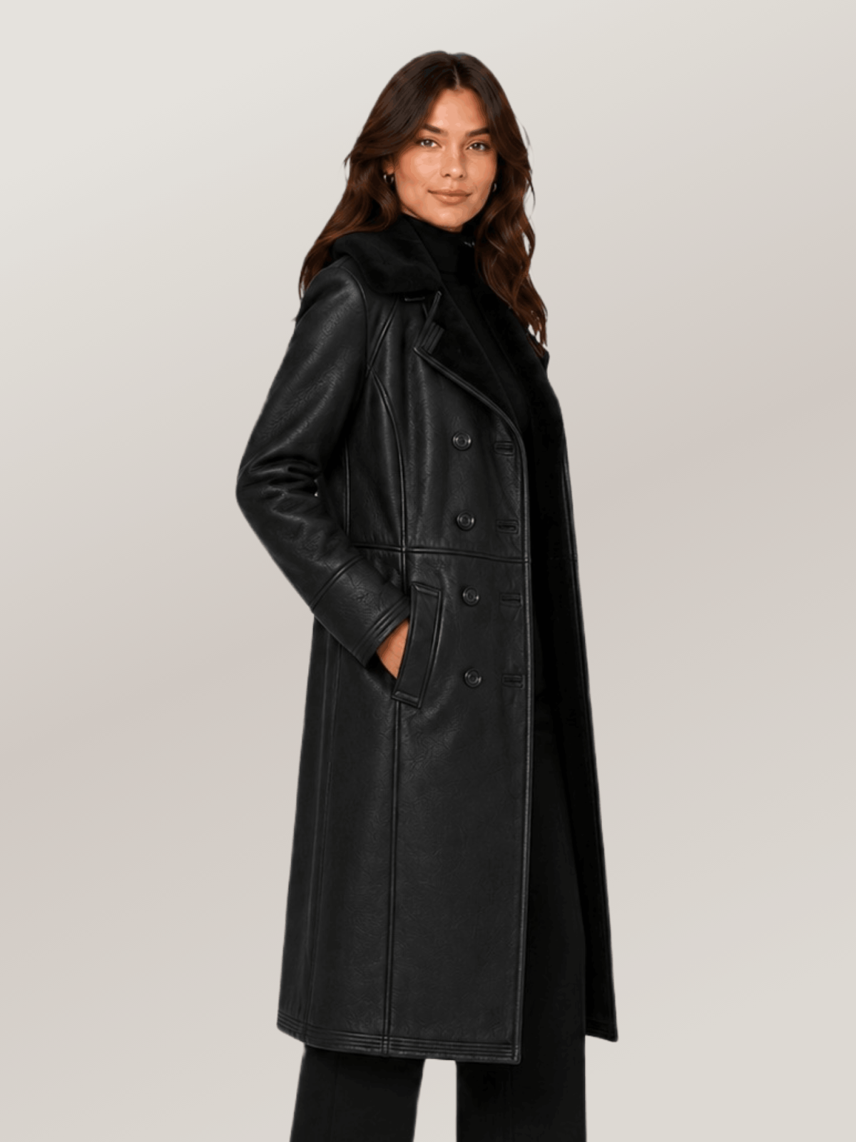 Women's Woodland Sheepskin Trench Coat