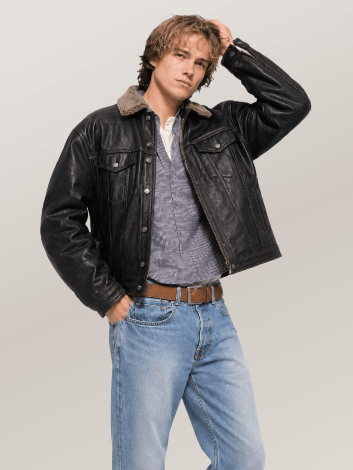 Men's Sheepskin Midnight Trucker Leather jacket