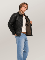 Men's Sheepskin Midnight Trucker Leather jacket