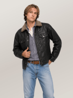 Men's Sheepskin Midnight Trucker Leather jacket