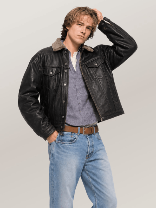 Men's Sheepskin Midnight Trucker Leather jacket