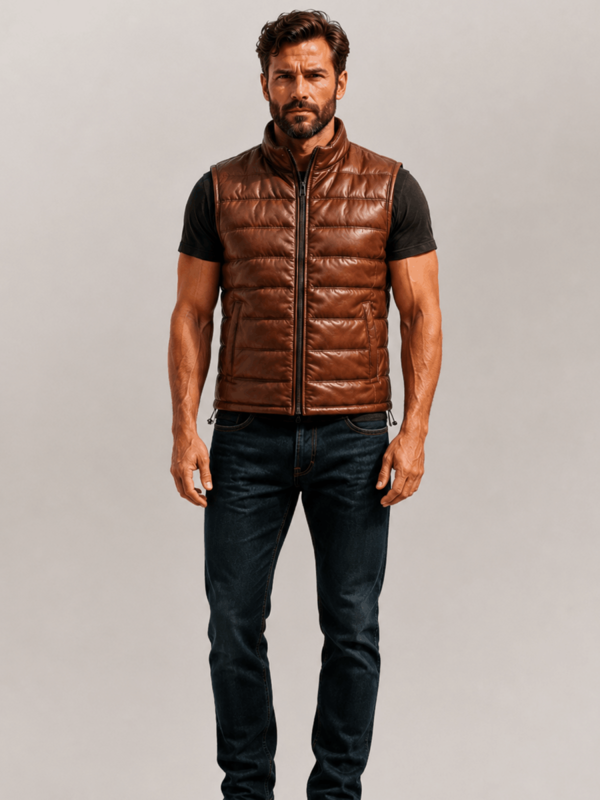 Men's Brown Bridger Leather Down Vest