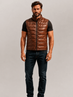 Men's Brown Bridger Leather Down Vest