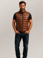 Men's Brown Bridger Leather Down Vest