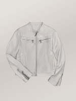 Women's White Cassandra Leather Racer Jacket