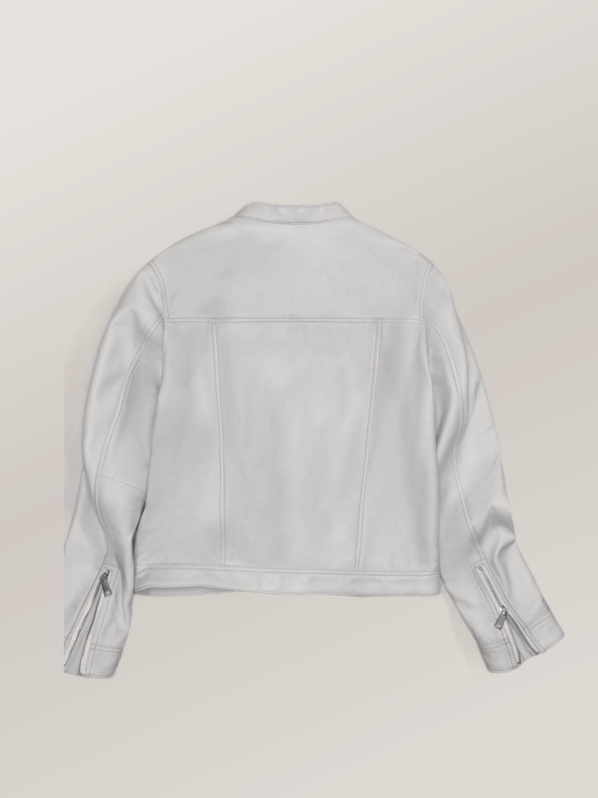 Women's White Cassandra Leather Racer Jacket