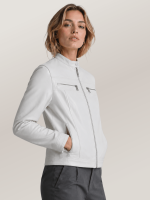 Women's White Cassandra Leather Racer Jacket