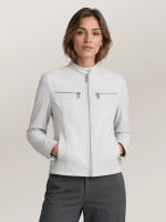 Women's White Cassandra Leather Racer Jacket