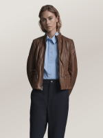 Women's Brown Caitlin Leather Scuba Jacket
