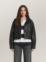Women's Belle Cropped Lightweight Hooded  Leather Jacket