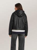 Women's Belle Cropped Lightweight Hooded  Leather Jacket
