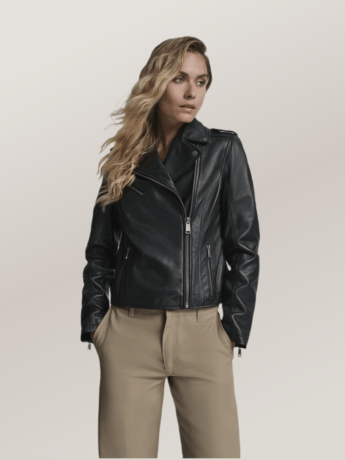 Women's Madeline Asymmetrical Leather Moto Jacket