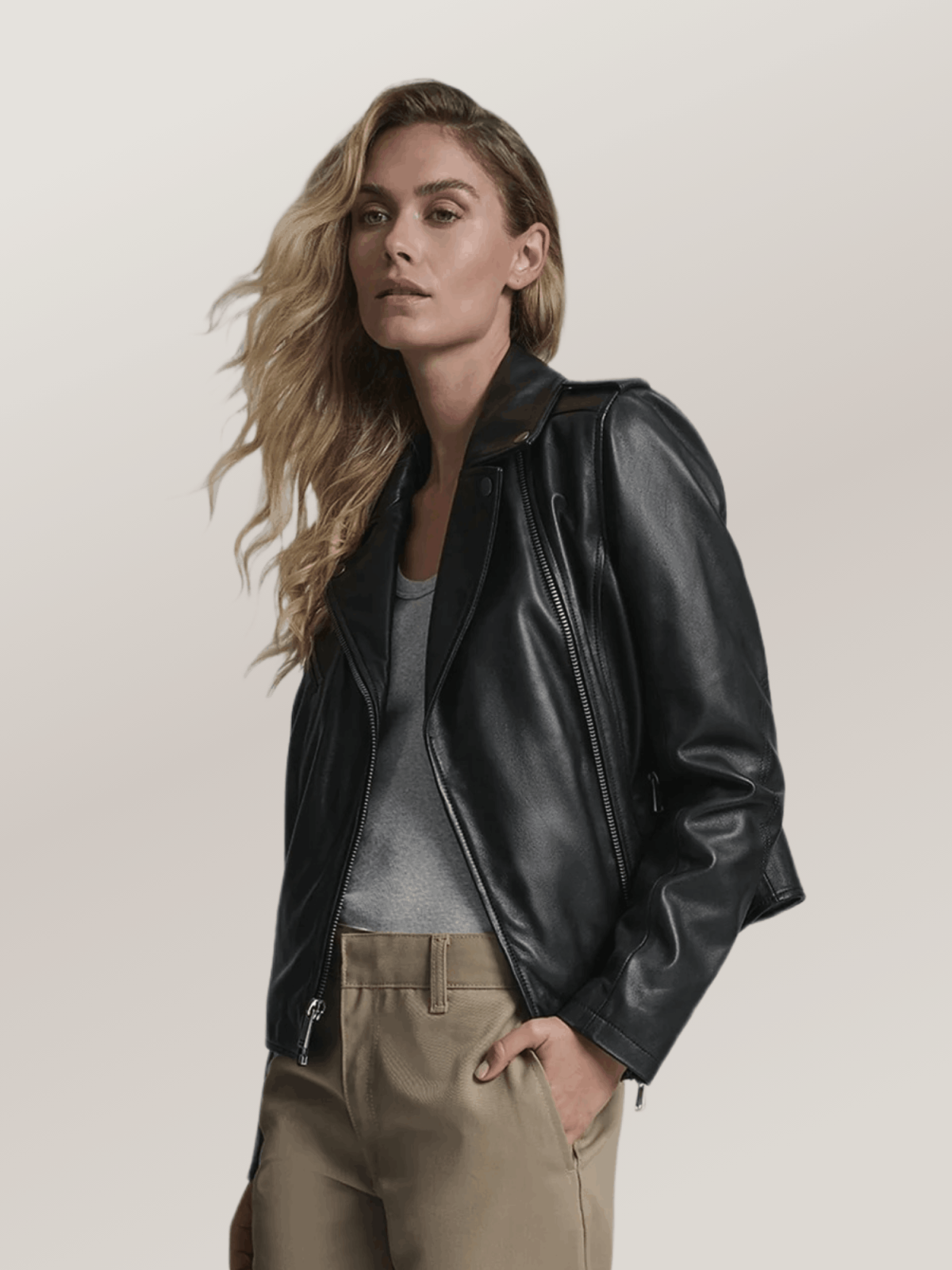 Women's Madeline Asymmetrical Leather Moto Jacket