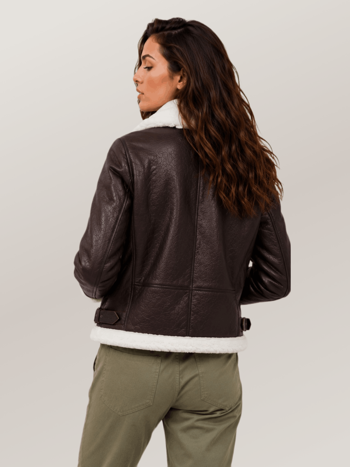 Women's Brown B-3 Bomber Leather Jacket