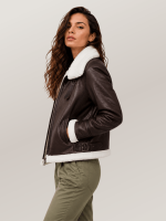 Women's Brown B-3 Bomber Leather Jacket