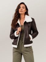 Women's Brown B-3 Bomber Leather Jacket