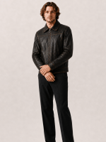 Men's Alkan Zip Up Two Tone Leather Jacket