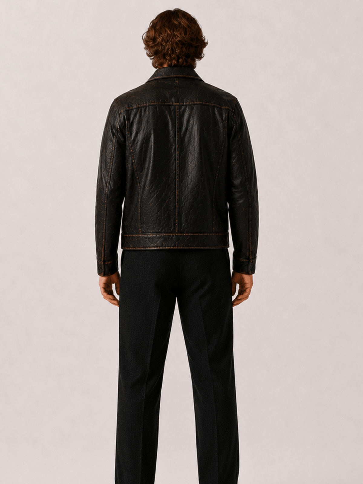 Men's Alkan Zip Up Two Tone Leather Jacket