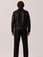 Men's Alkan Zip Up Two Tone Leather Jacket