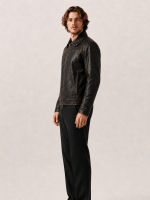 Men's Alkan Zip Up Two Tone Leather Jacket