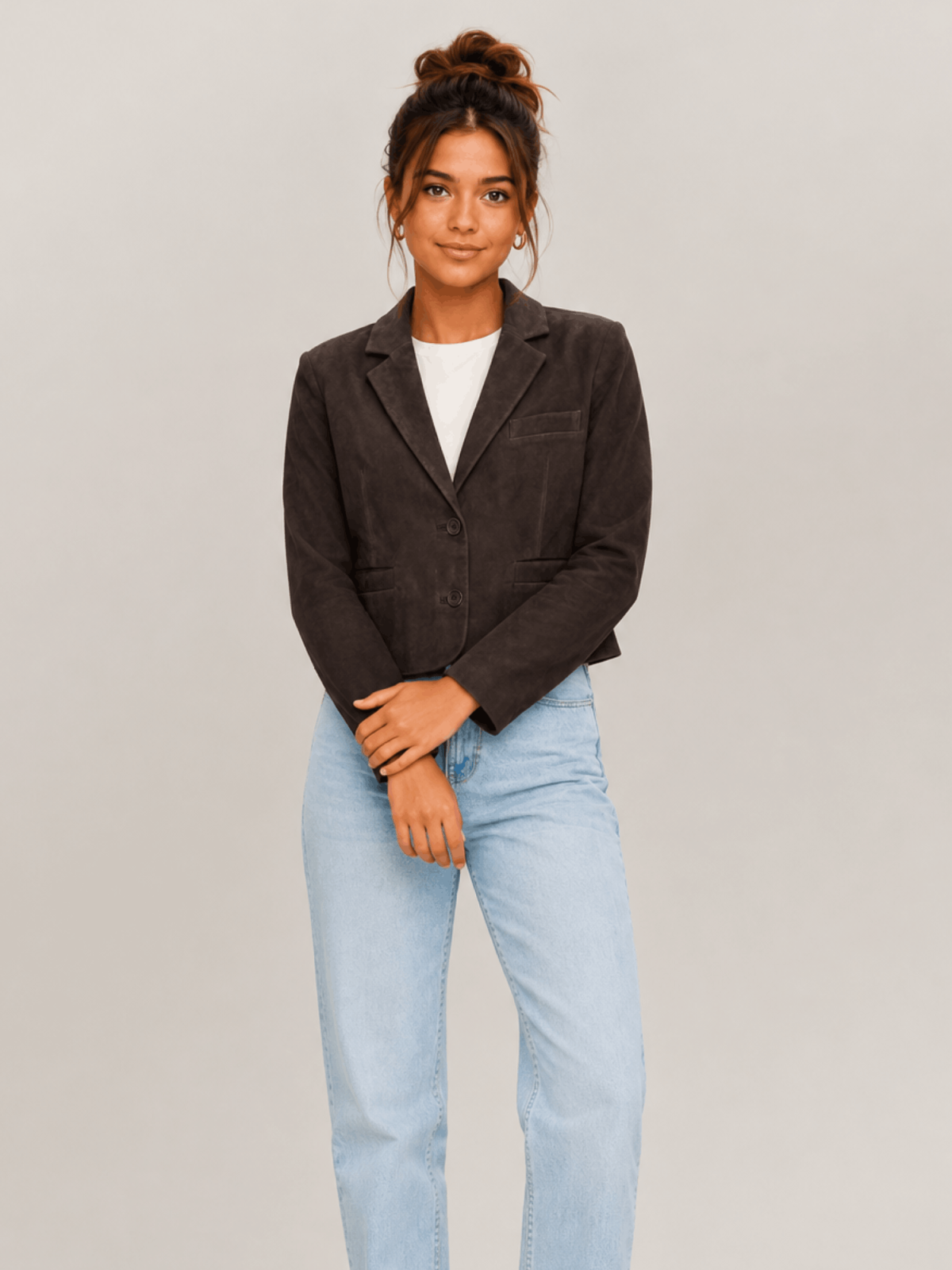 Women's Bitter Brown Apton High Waisted Suede Blazer