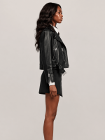 Women's Black Balfern Leather Biker Jacket