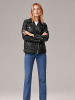 Women's Billie Relaxed Fit Leather Biker Jacket