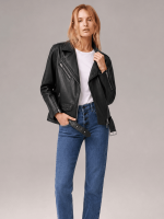 Women's Billie Relaxed Fit Leather Biker Jacket