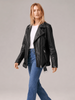 Women's Billie Relaxed Fit Leather Biker Jacket