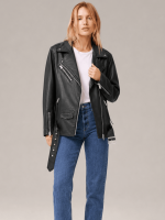Women's Billie Relaxed Fit Leather Biker Jacket