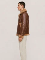 Men's Shearling Brown Aviator Double Collar leather Jacket