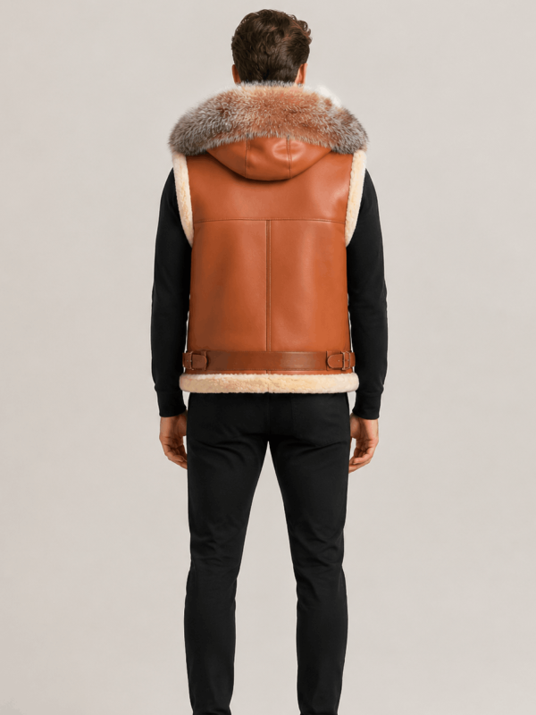 Brown shearling Vest 4