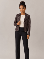 Women's Oxblood Red Dalby Slim Fit Leather Biker Jacket