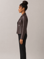 Women's Oxblood Red Dalby Slim Fit Leather Biker Jacket
