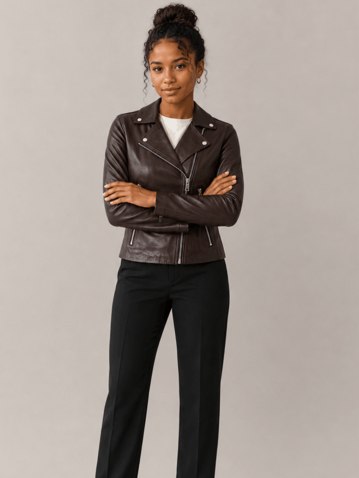 Women's Oxblood Red Dalby Slim Fit Leather Biker Jacket