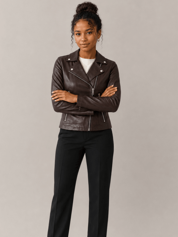 Women's Oxblood Red Dalby Slim Fit Leather Biker Jacket