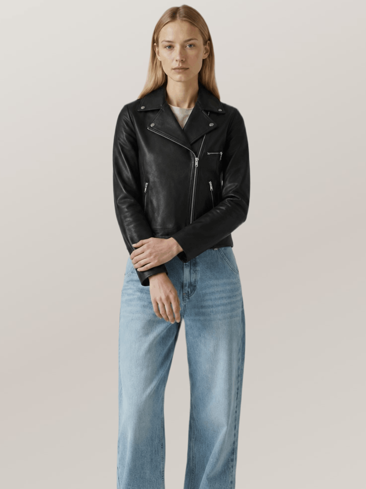 Women's Dalby Slim Fit Leather Biker Jacket
