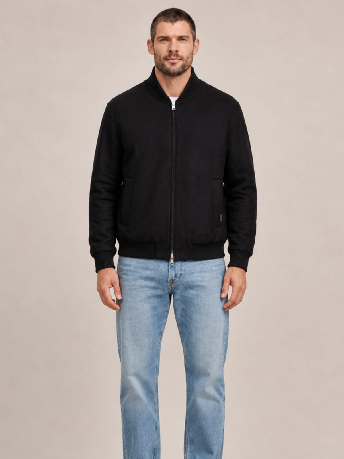 Men's Deceit Textured Wool Blend Bomber Jacket