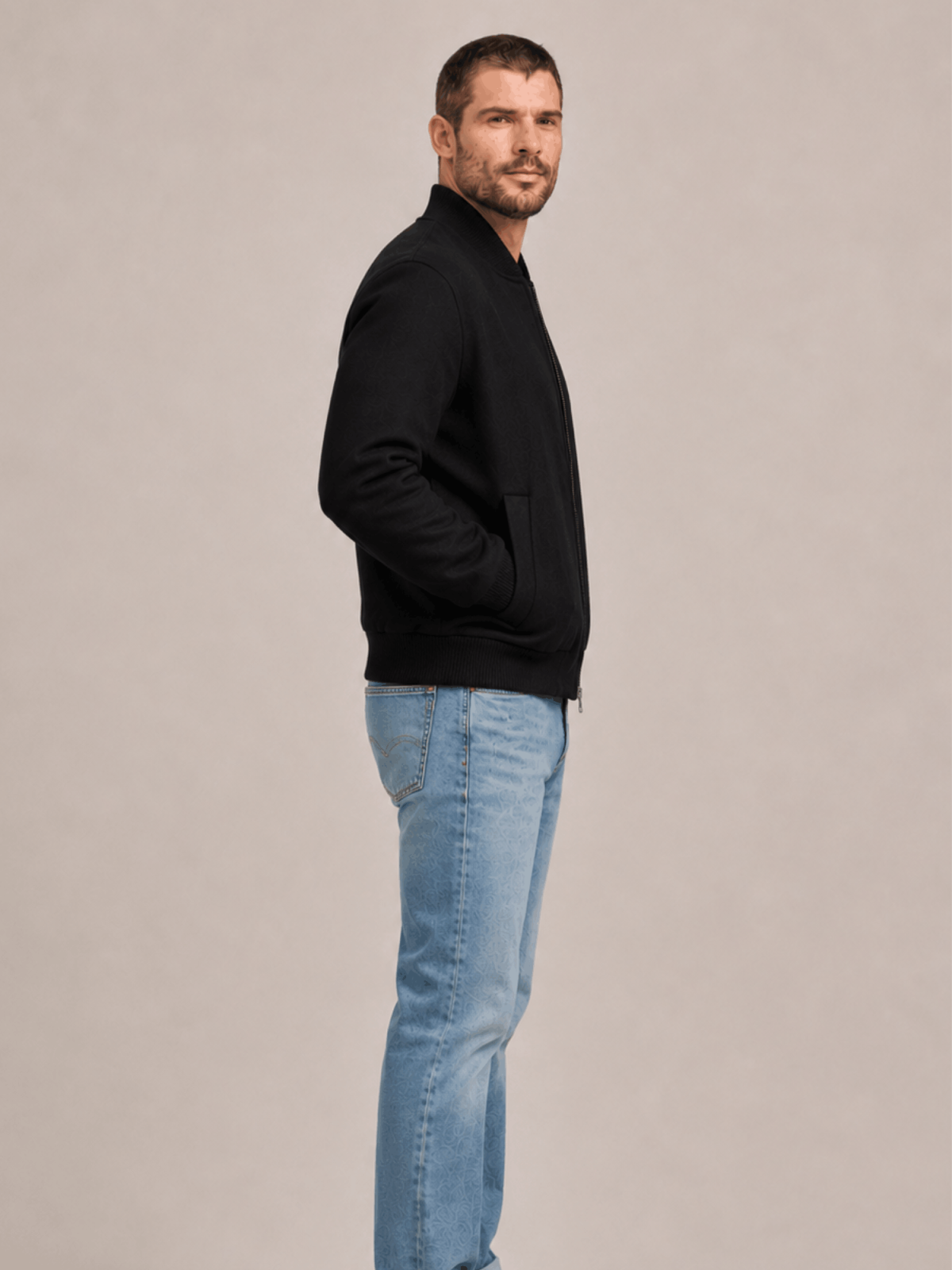 Men's Deceit Textured Wool Blend Bomber Jacket