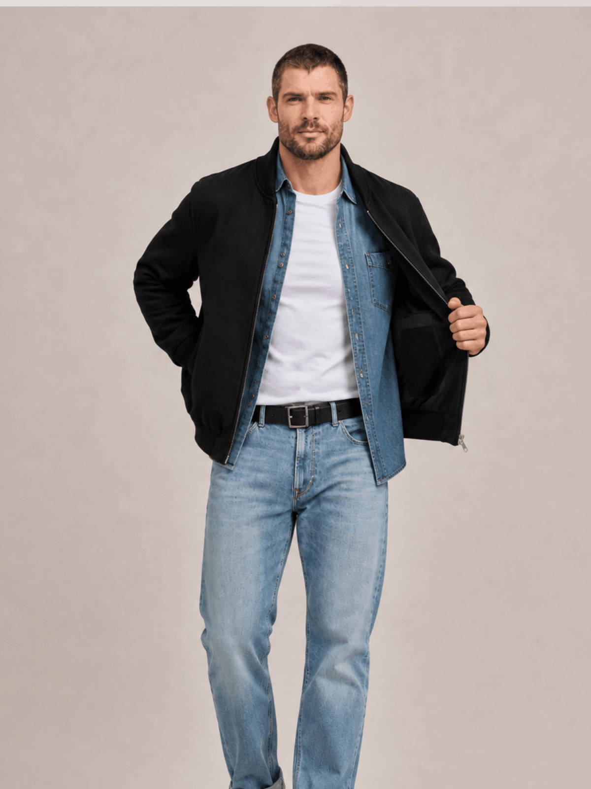 Men's Deceit Textured Wool Blend Bomber Jacket