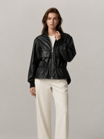 Women's Black Flor Leather Jacket
