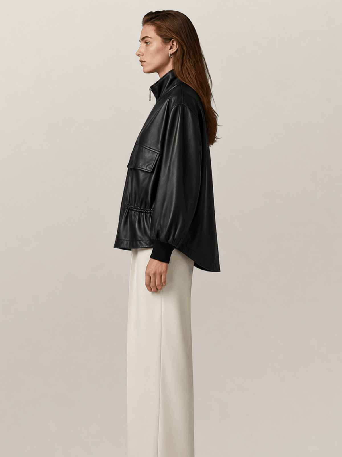 Women's Black Flor Leather Jacket