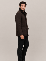 Men's Brown Shearling Sheepskin Car Coat