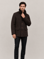 Men's Brown Shearling Sheepskin Car Coat