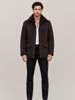 Men's Brown Shearling Sheepskin Car Coat